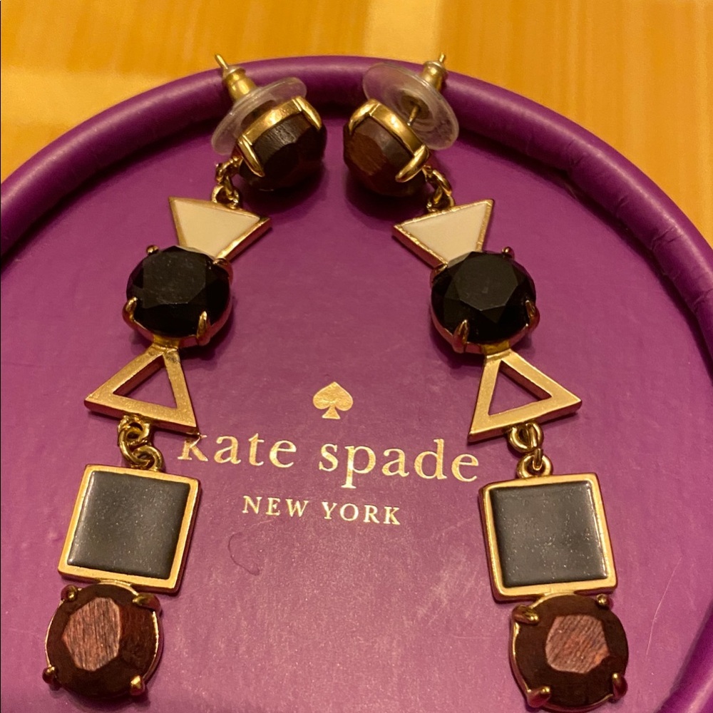 Kate Spade collector vintage Black and Gold Dangle Bow Earrings - Picture 5 of 5
